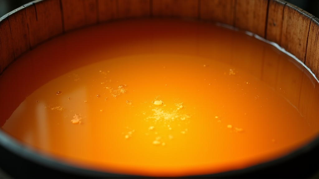 apricot infusing in oak barrels, depicting flavor extraction