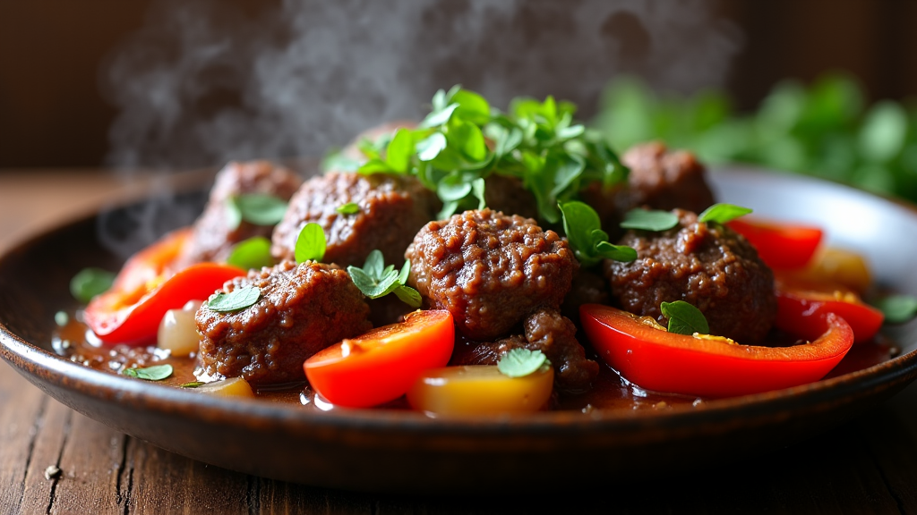 Traditional Armenian Tjvjik dish with liver and heart