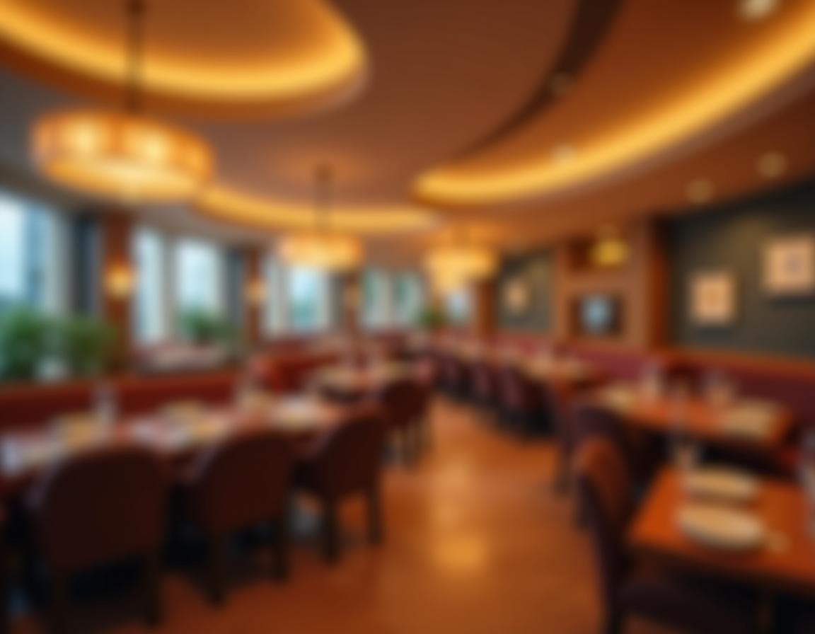 Elegant restaurant interior with warm lighting, perfect ambience for enjoying fried khinkali.