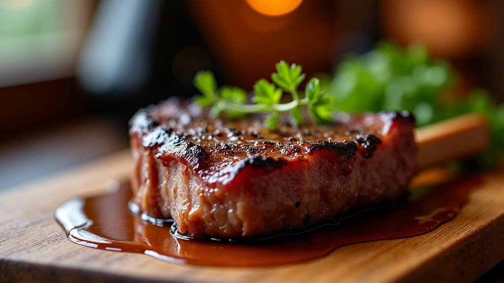 Chef preparing lamb on mangal grill