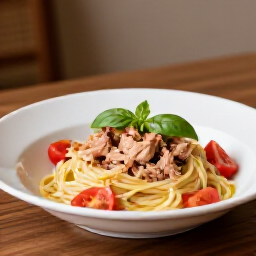 Tuna pasta platter with olive oil and tomato at Yerevan Sac