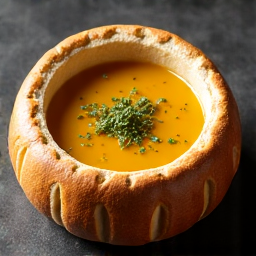 A perfectly baked Adjaruli Khachapuri, Georgian cheese bread, with a rich egg yolk and melting butter center, ready to be enjoyed.