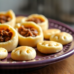 Artisanal open-faced Armenian Manti, highlighting the handmade pleats and filling