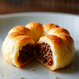 Armenian Manti baked to golden perfection, open-faced dumplings with garlic yogurt and sumac