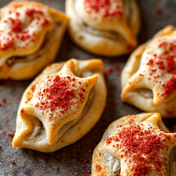 Armenian Manti seasoned with a vibrant dusting of red sumac powder for added flavor
