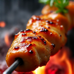 Authentic Armenian BBQ chicken shish kebab Carmichael. Perfectly marinated chicken shish kebab sizzling on the open flame, a signature at our authentic Armenian BBQ in Carmichael.