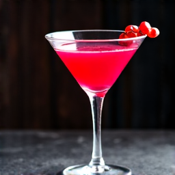 Authentic Pomegranate Martini: A signature cocktail, bright red, served in an elegant glass, highlighting the bar