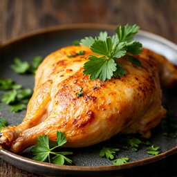 Chicken Tabaka served Mangal style on a large platter, showcasing its preparation with fresh herbs and spices, a perfect centerpiece for a Georgian feast.