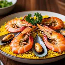Fresh Shrimp and Mussels Over Seasoned Rice at Yerevan Sac. A close-up detail of succulent jumbo shrimp and plump mussels arranged on a bed of seasoned rice, sprinkled with fresh parsley and red pepper flakes, at Yerevan Sac restaurant in Carmichael.