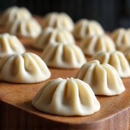 A platter of freshly prepared Khinkali, showcasing their handmade quality before cooking, made daily in Carmichael.
