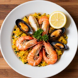 Mediterranean-Caucasian Seafood Feast at Yerevan Sac. A bountiful seafood feast platter featuring mixed seafood rice alongside fresh salads, warm bread and traditional Caucasian dips, served family-style at Yerevan Sac restaurant in Carmichael, CA.