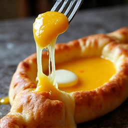 Khachapuri cheese pull, showing the irresistible gooey cheese inside the traditional Georgian bread boat made with authentic Armenian and Georgian ingredients