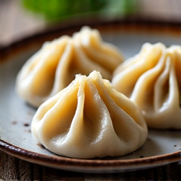 Traditional Khinkali with beef and pork filling