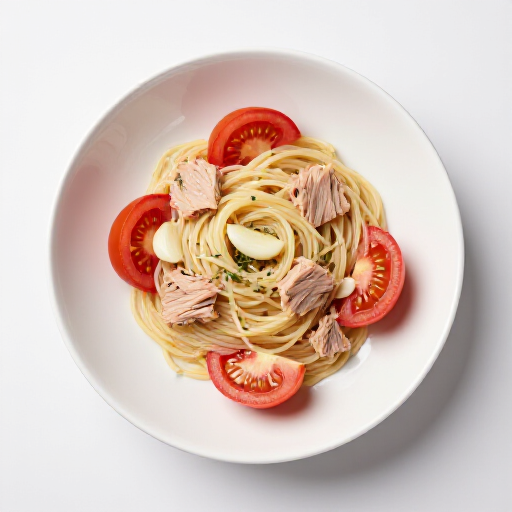 Mediterranean Tuna Pasta at Yerevan Sac in Carmichael. Tender pasta tossed with flaked tuna, fresh garlic, sun-ripened tomatoes, and herbs, served as a hearty main with Georgian wine pairing at 7600 Fair Oaks Blvd.