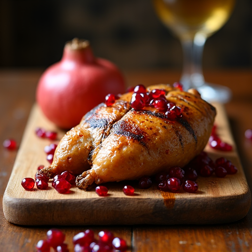 Armenian grilled quail with pomegranate sauce on a charcoal grill