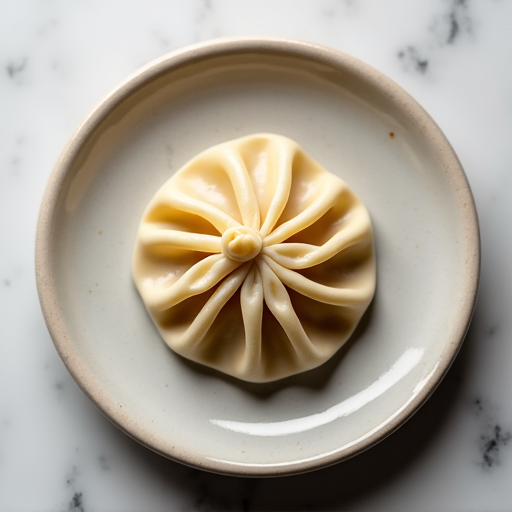 Close-up of freshly prepared mushroom khinkali, showcasing the intricate pleats and steaming filling, ready to be served on a traditional Georgian plate.