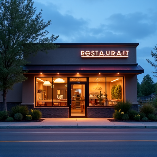 Yerevan Sac restaurant illuminated at night with Fair Oaks Blvd street sign