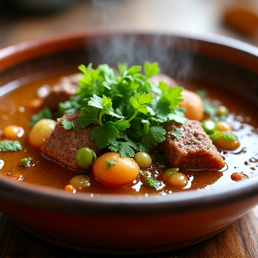 Georgian Chakapuli lamb stew with fresh herbs and wine