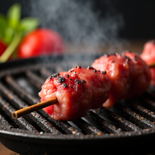 Lula Kebab hand-minced beef and lamb skewers on a mangal grill