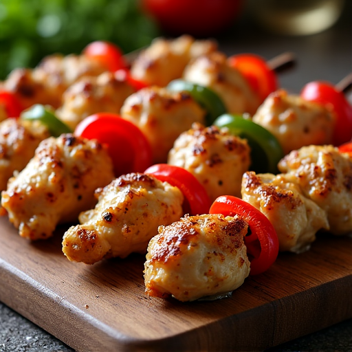 Succulent chicken shish kebab marinated in yogurt and spices