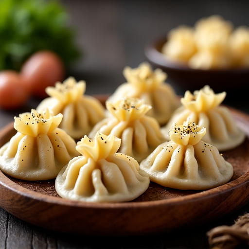 Traditional Georgian Khinkali dumplings served in Sacramento