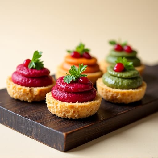 Pkhali Combo, a trio of walnut-vegetable spreads, presented on a rustic chopping board