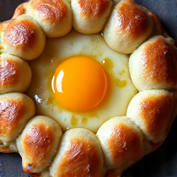 Close-up of Adjaruli Khachapuri with a perfect cheese pull, melted egg, and rich butter, highlighting handmade dough.