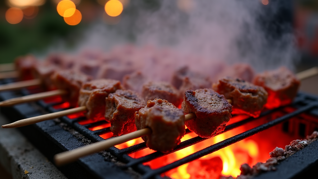 Live Mangal Grill serving kebabs at an outdo event in Sacramento, California