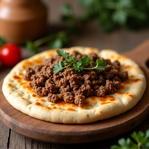 Freshly baked Lahmajoun, traditional Armenian pizza