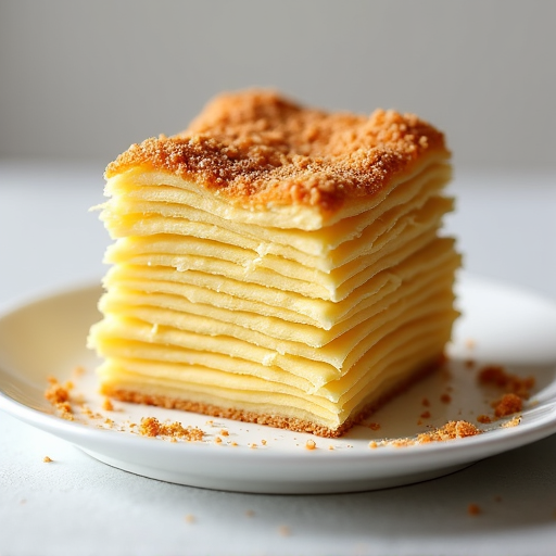 Layered Napoleon Pastry on a Plate