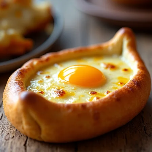 Adjaruli Khachapuri, traditional Georgian cheese bread